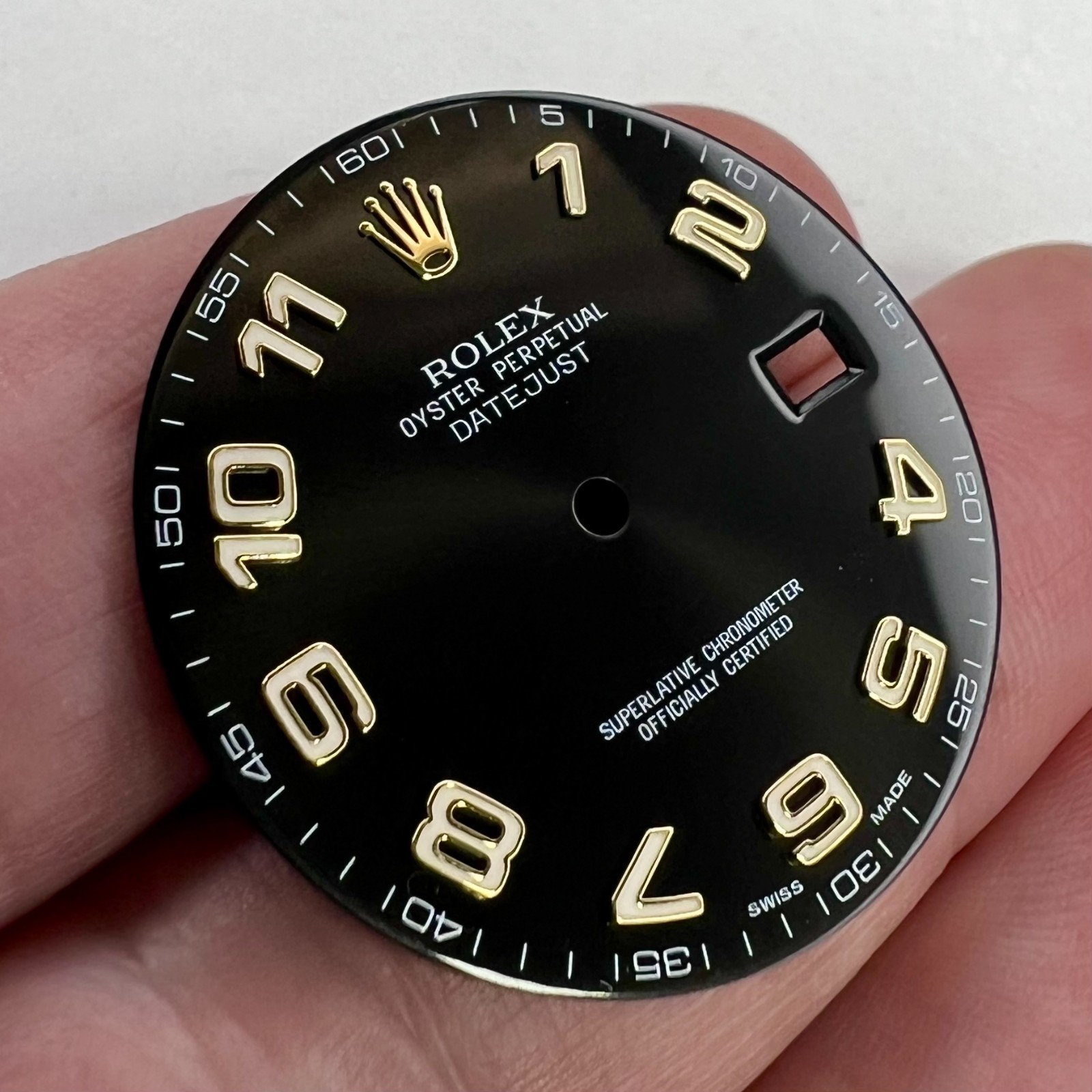 Genuine Factory Rolex Datejust II Gloss Black Dial with Arabic Numeral Numbers