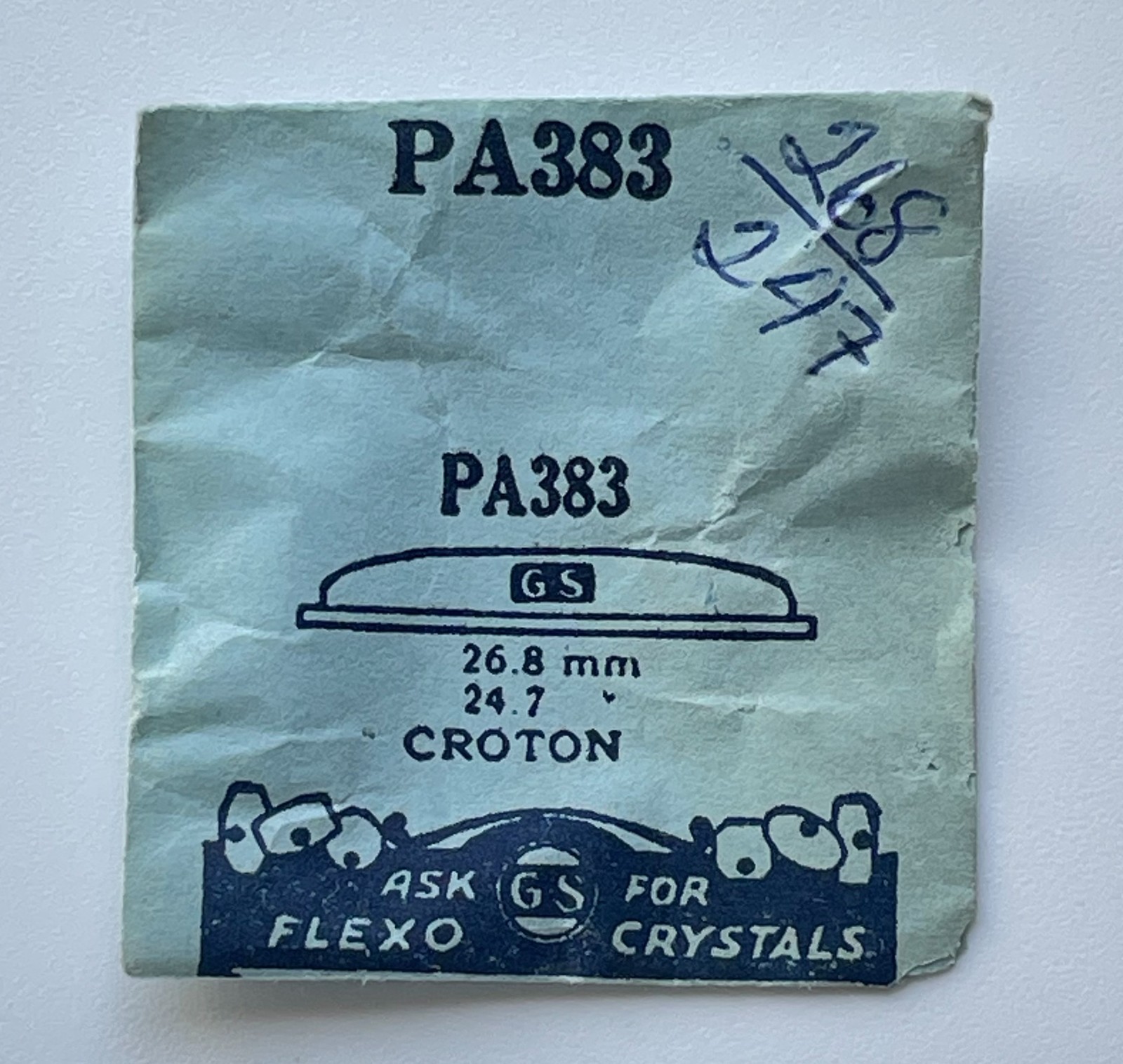 GS Flexo Pa383 Croton Watch Crystal 26.8mm Acrylic Glass NOS Vintage Parts