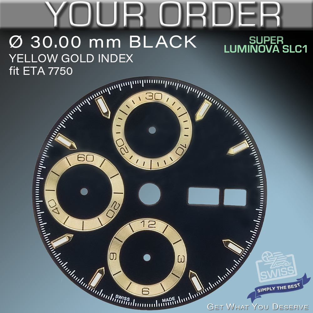 DIAL FIT MOVEMENT ETA VALJOUX 7750, Ø 30.0 mm, BLACK DAY DATE