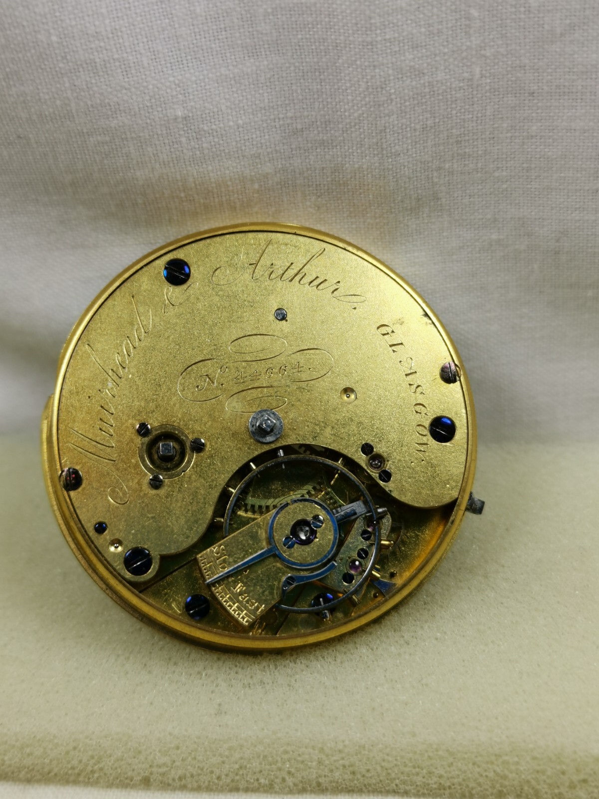 Muirhead & Arthur, Glasgow British Pocket Watch Movement 42.5 mm. Repair/Parts