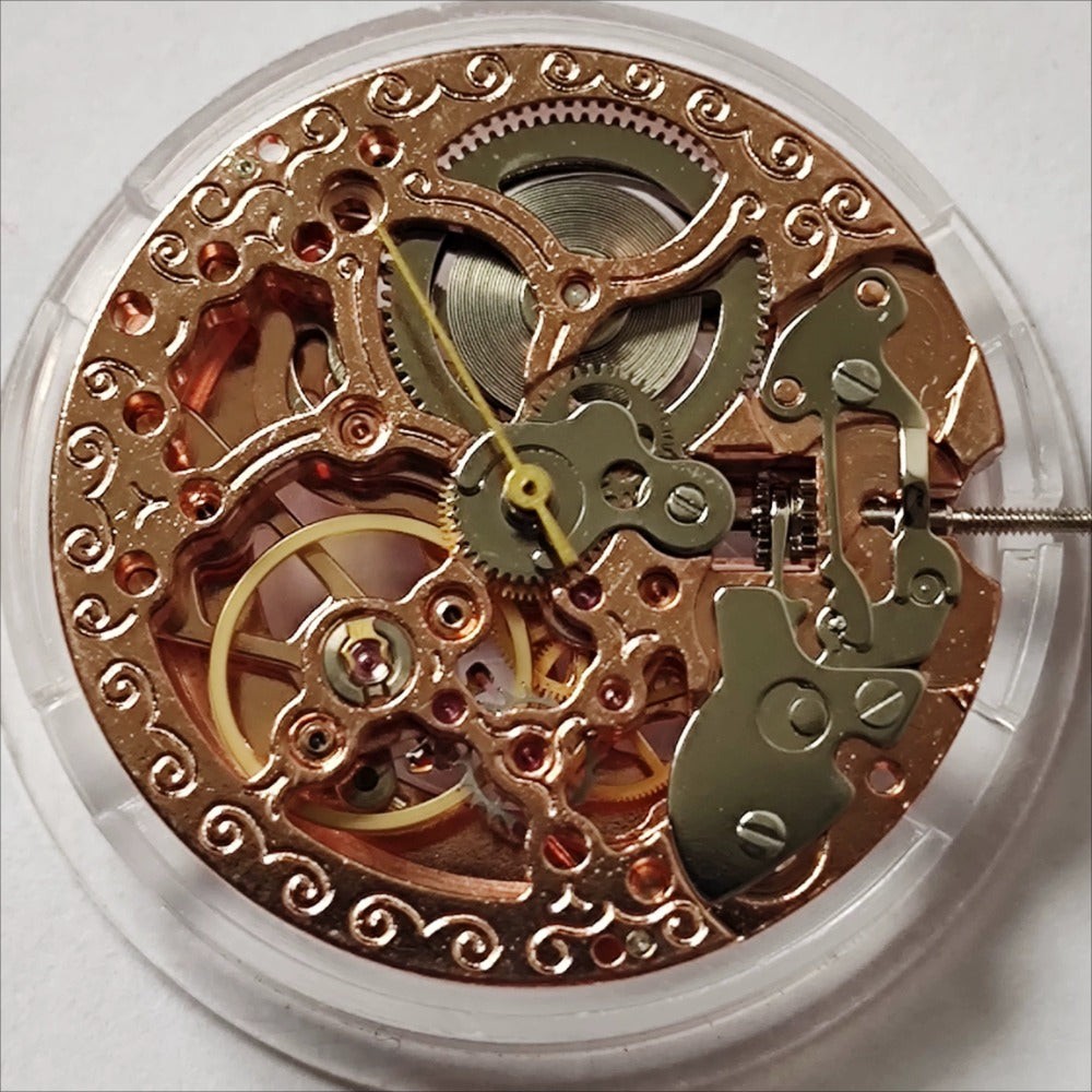 China Made Rose Golden Hollow Tianjin Seagull ST16 Automatic Mechanical Movement