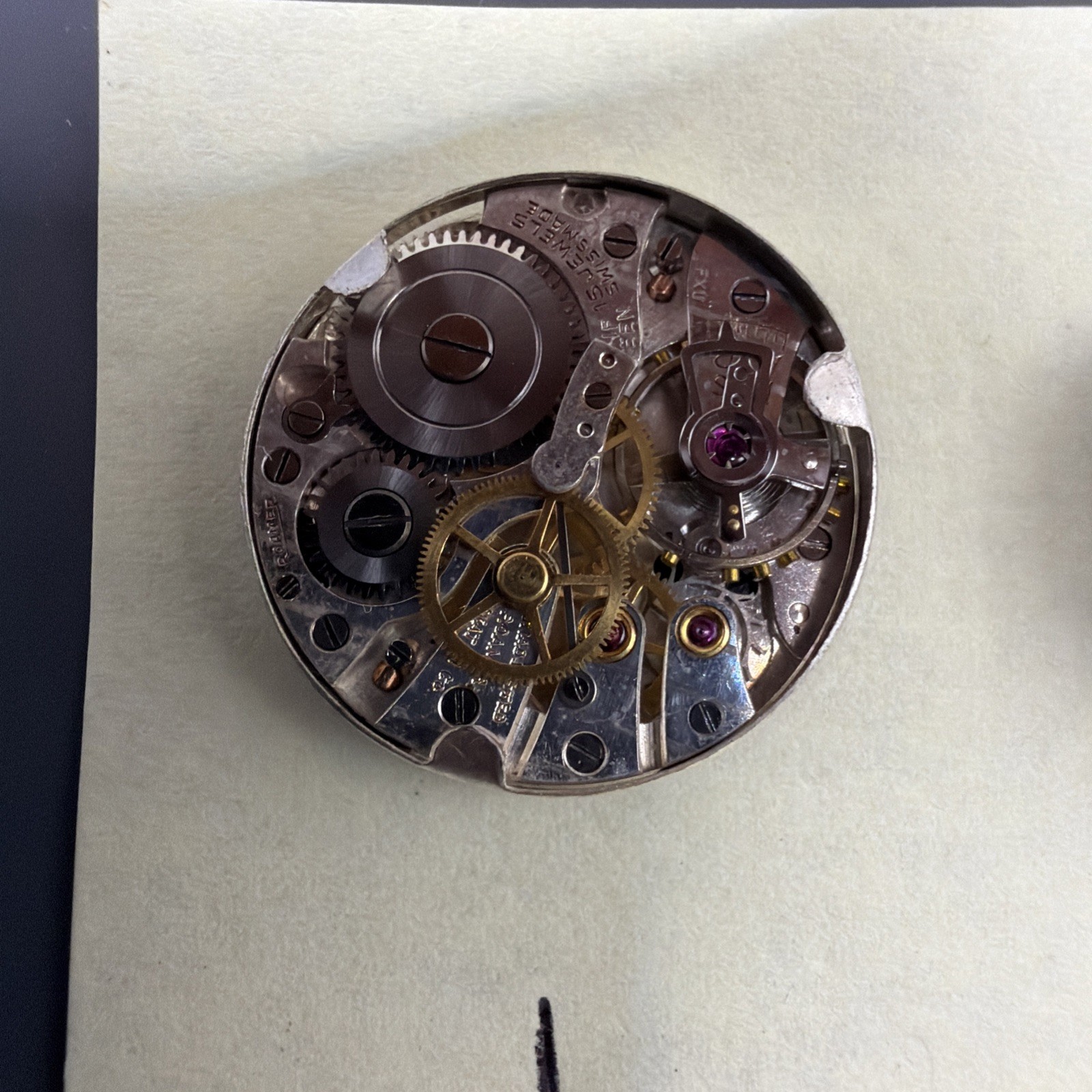 Vintage Roamer MST 352 364 Mechanical Watch Movement Runs With Dial And Hands