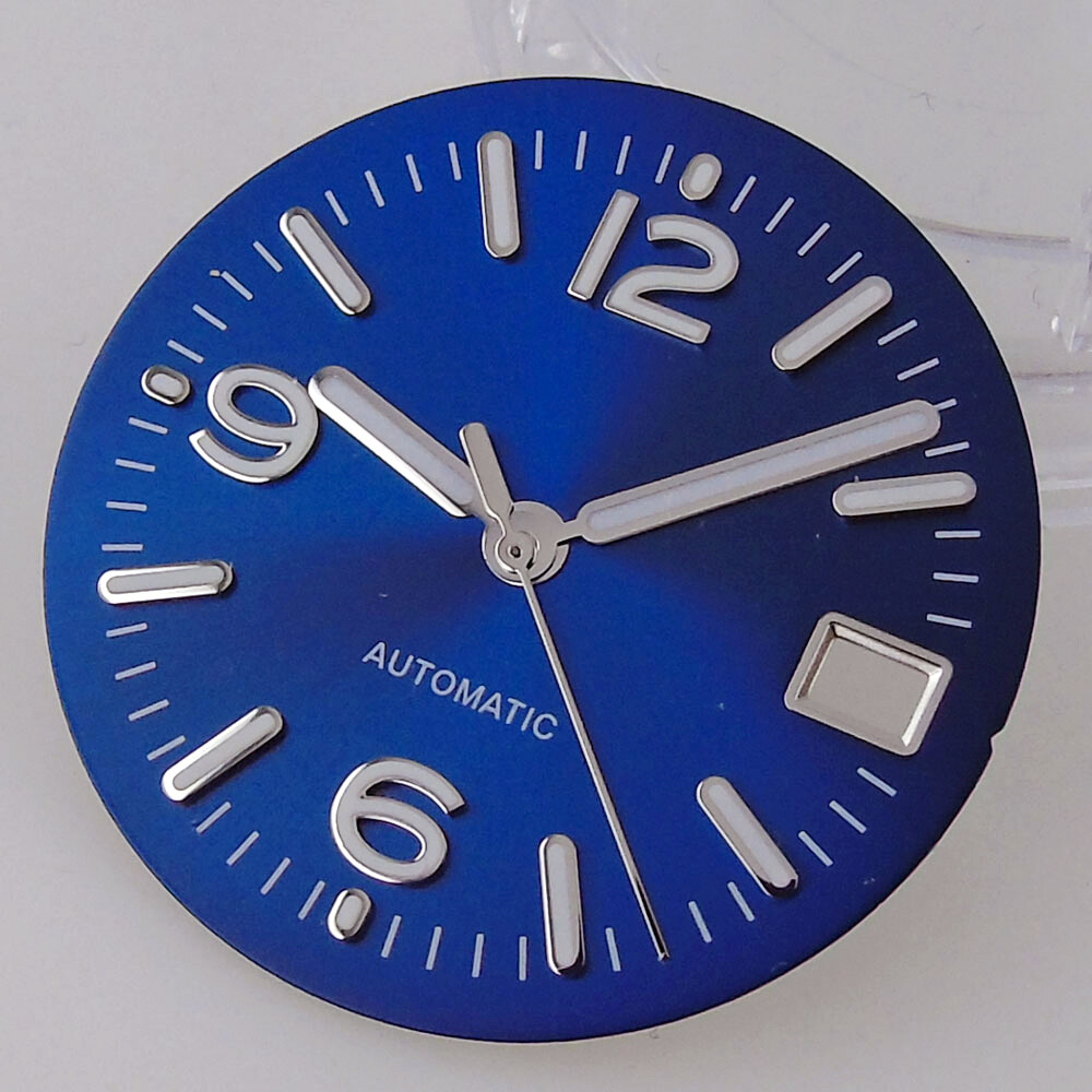 29mm Blue White Black Sterile Sunburst Watch Dial Fit Automatic NH35A NH36A Date