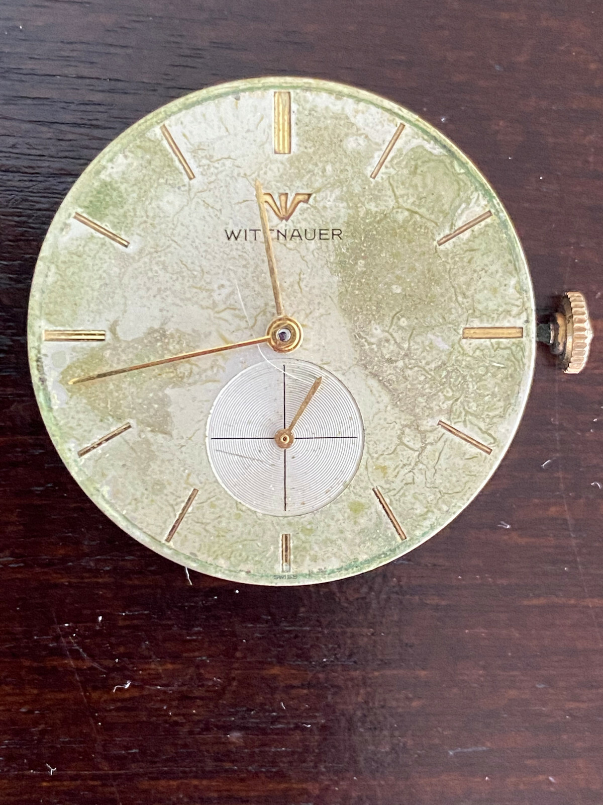 VINTAGE MEN’S WITTNAUER WRIST WATCH MOVEMENT, CAL. 76/3C REVUE, KEEPING TIME