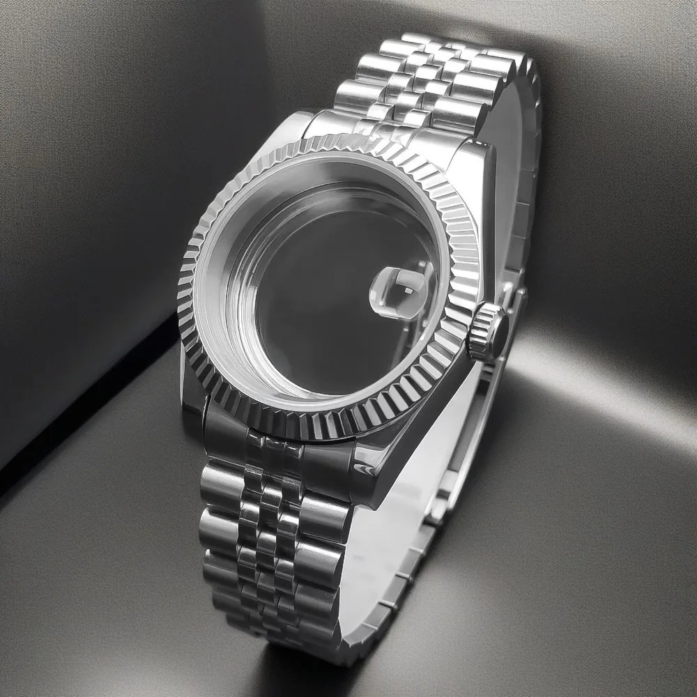 36mm 39mm NH35 Watch Case Fluted Bezel Sapphire Glass Fit NH35 NH36 Movement