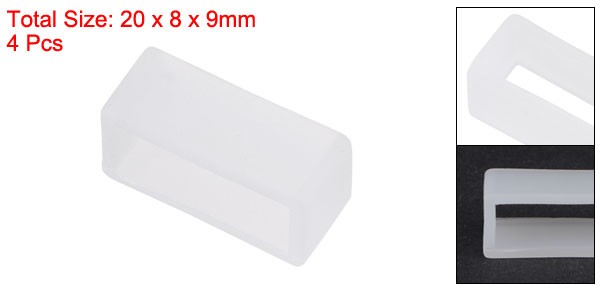 Watch Band Strap Loops Silicone for 16mm Width Watch Band, Transparent 4 Pcs