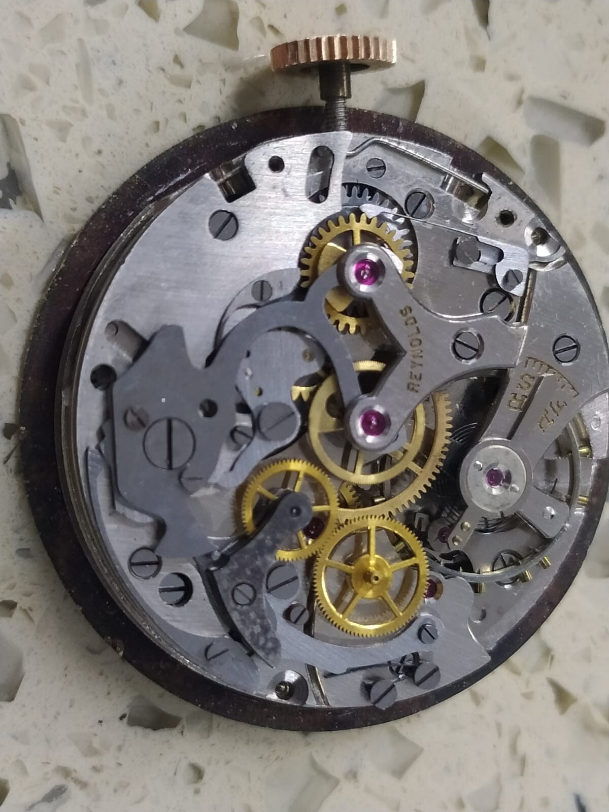 Reynold Swiss Chronograph watch movement, cal. Venus 188 similar to Valjoux 7730