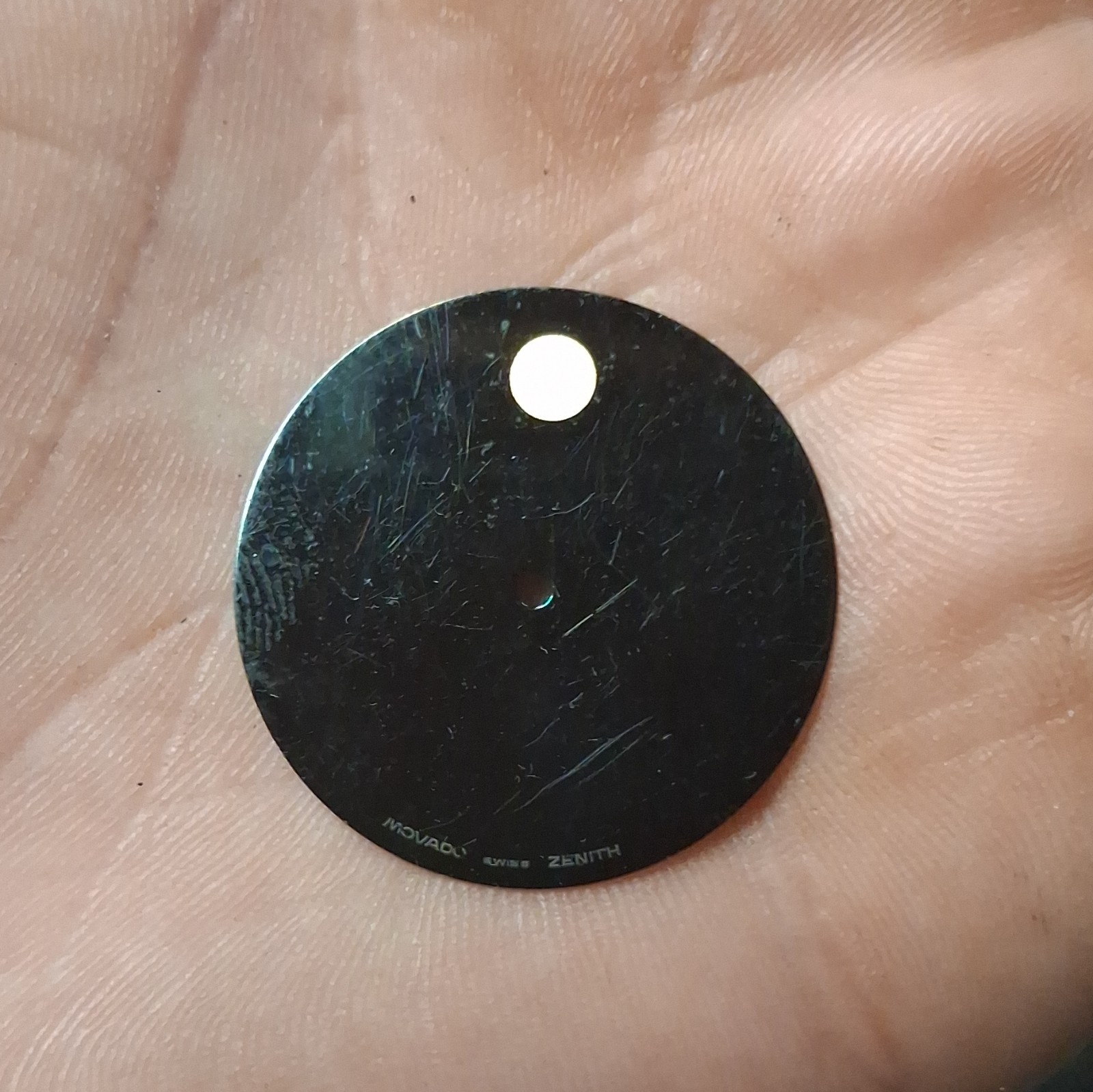 Movado Black Watch Dial Blank Face Plate, No Hour Marks, Fits Zenith