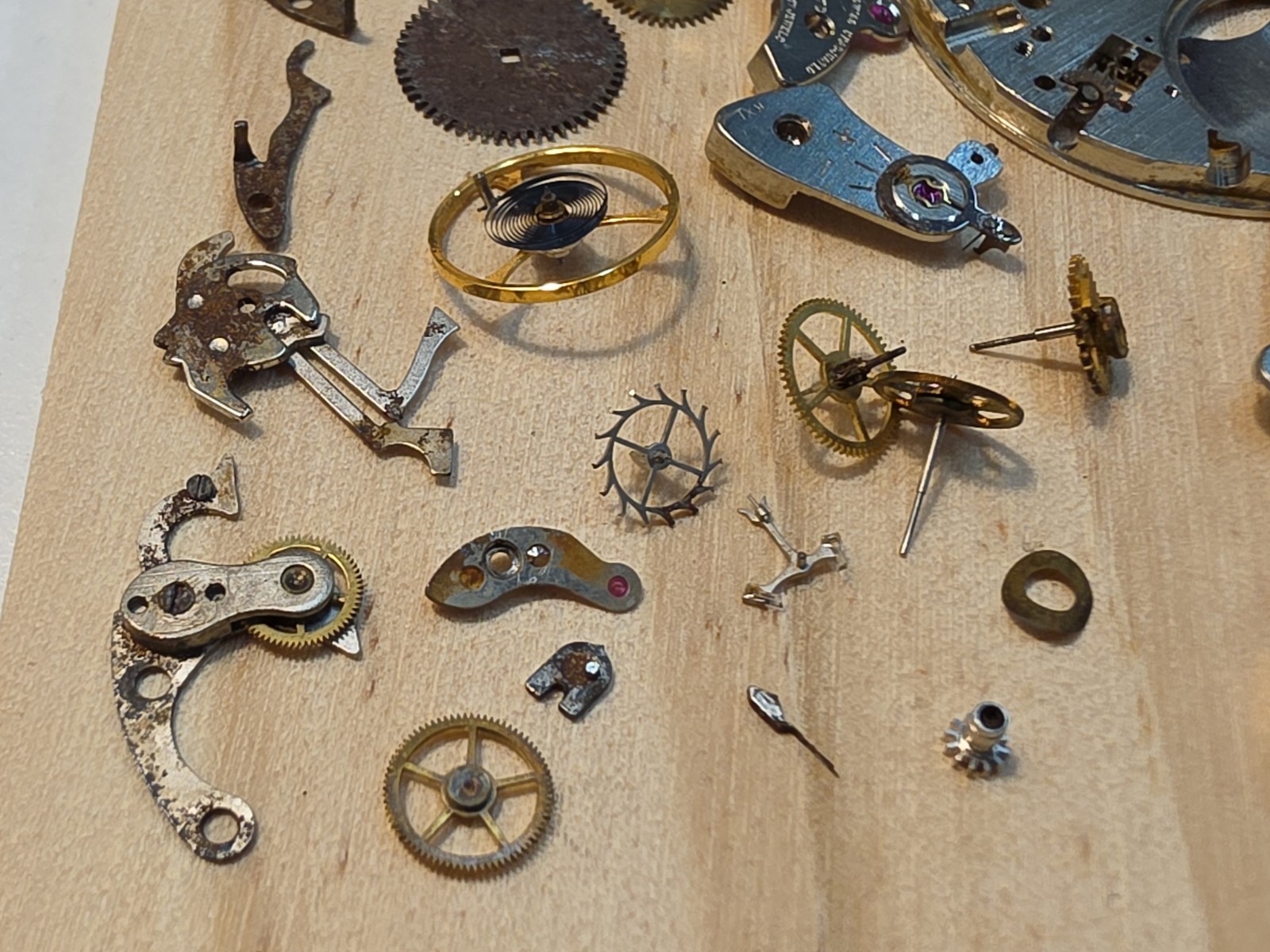 Lot Of Zodiac Cal 50/Landeron 248 Chrono Movement Parts-Balance Wheel, Bridges..