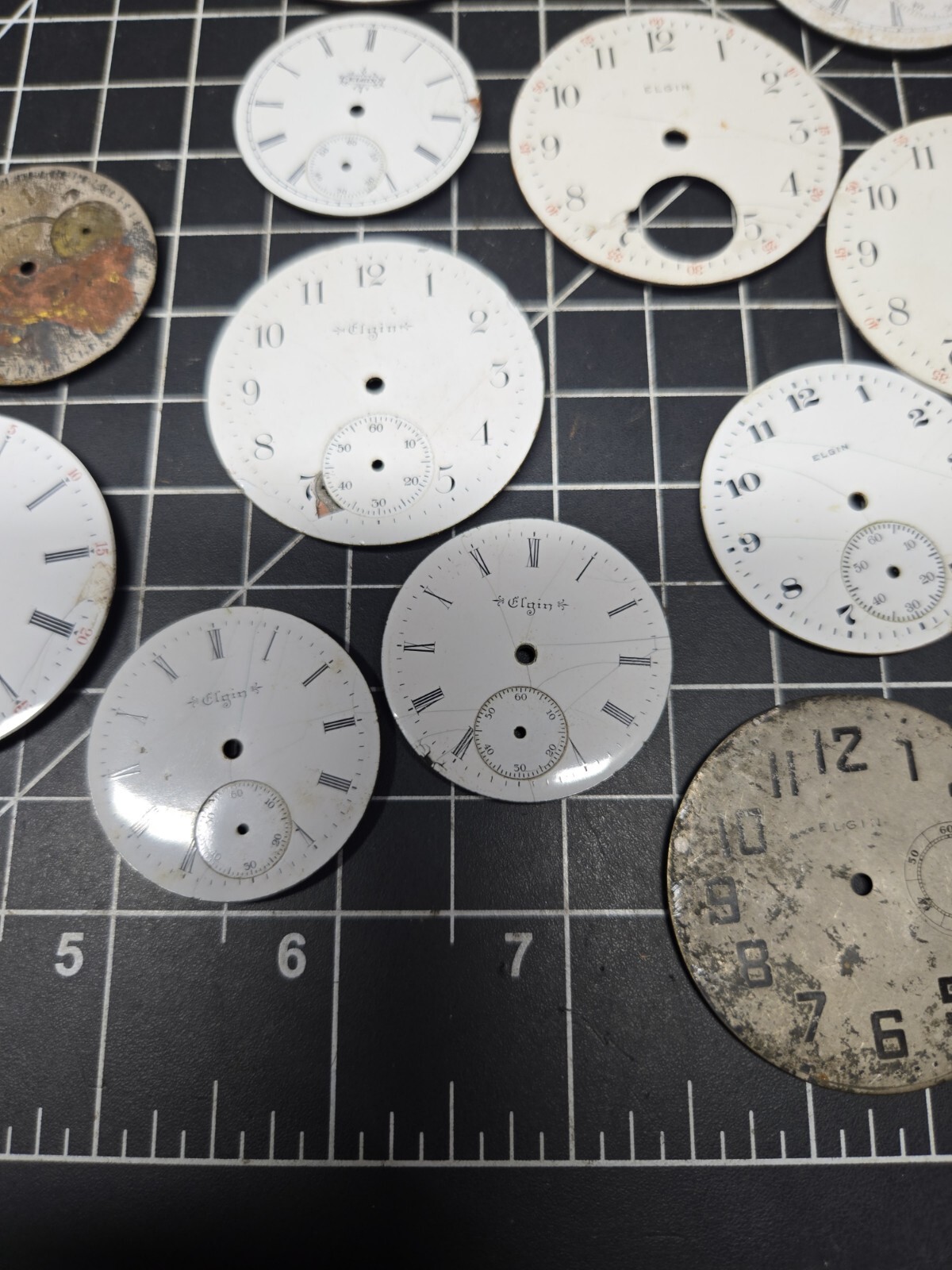 vintage elgin pocket watch dial lot repurpose steampubk craft sub railroad