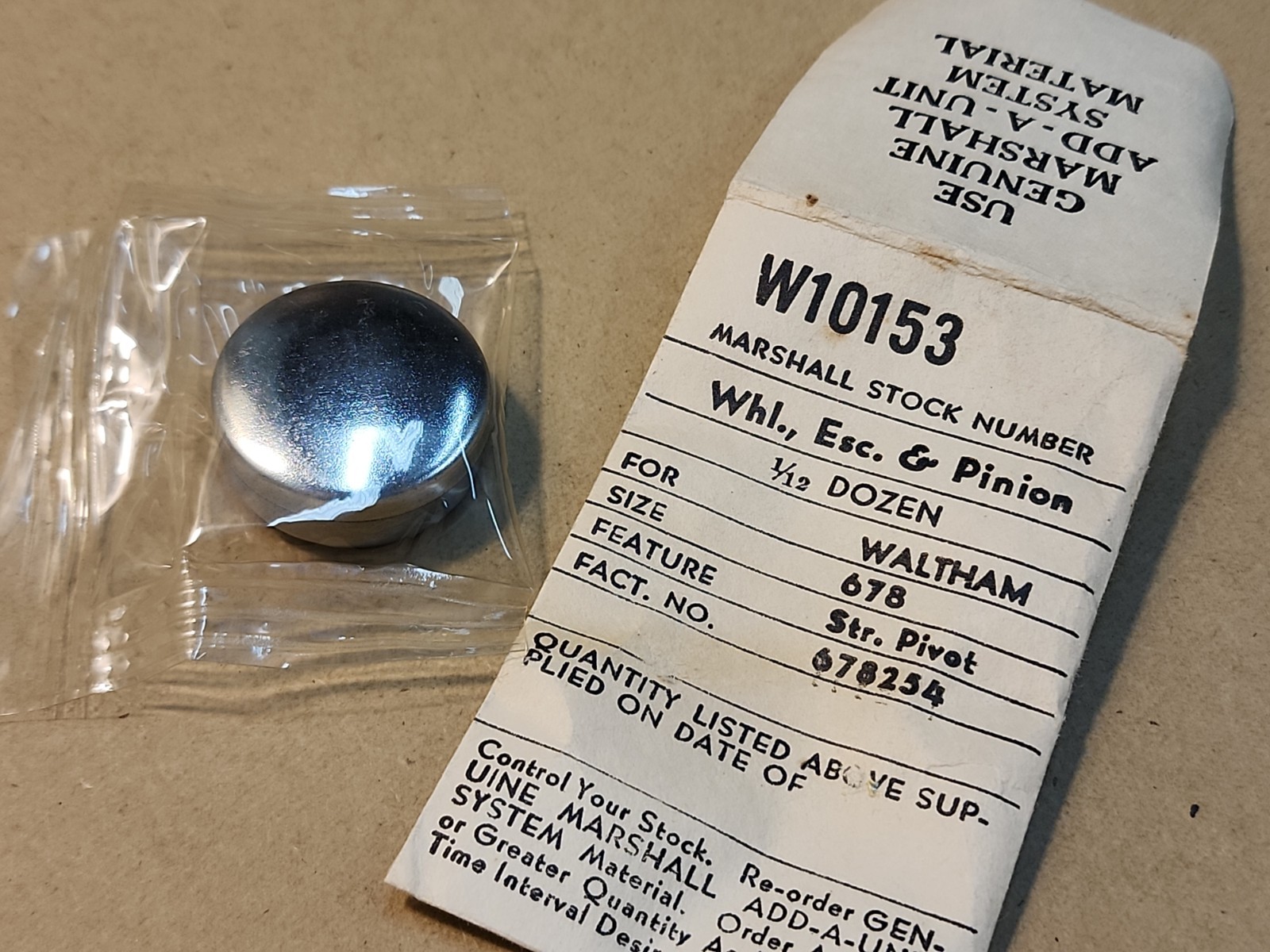 NOS Waltham 678 P/N 678254 Escape Wheel Parts Spares Repairs