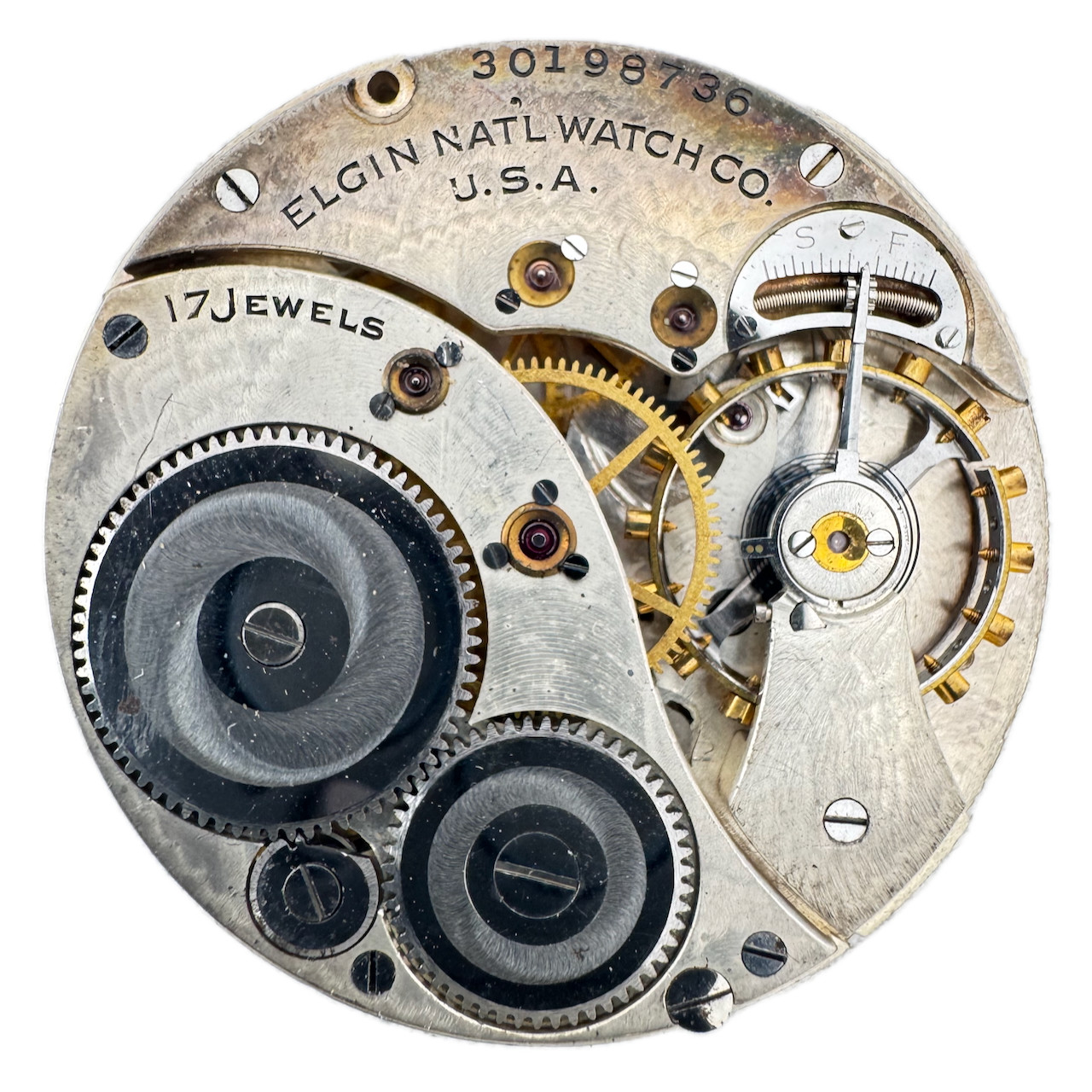 Antique 12s 1928 Elgin 17 Jewel Mechanical Pocket Watch Movement 345 USA