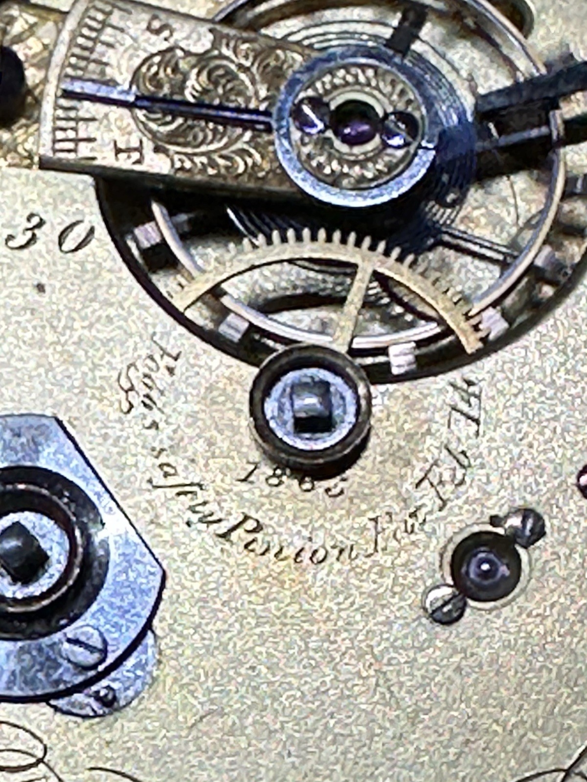 Vintage Working American Waltham Pocket Watch Movement W/winding Key /GF Chain