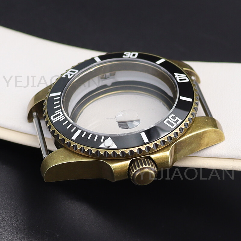 40mm Retro Bronze Watch Case Ceramic Insertion Frame sapphire glass nh35Movement