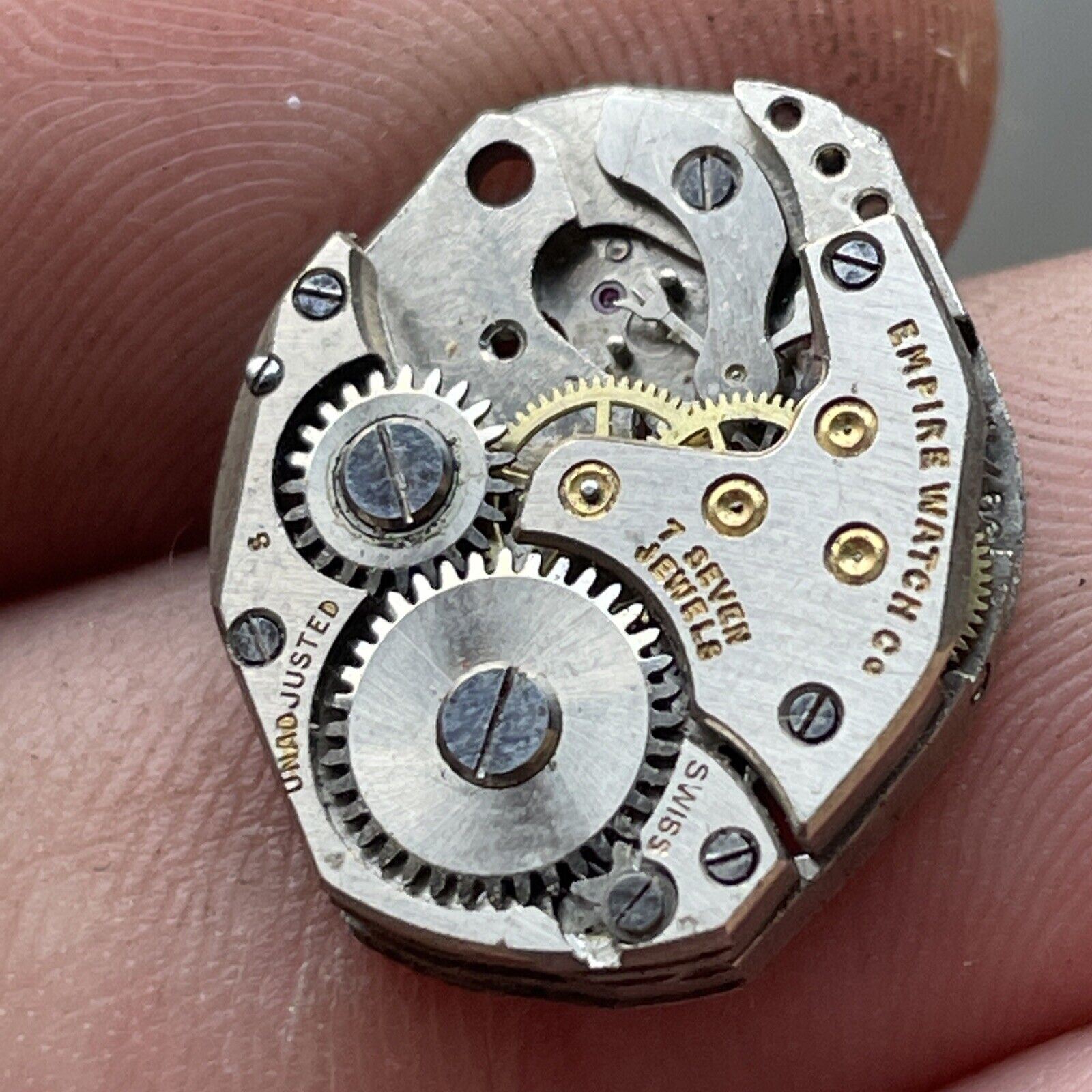 VTG Empire Watch Co. 7 Jewels Swiss Unadjusted Movement PARTS