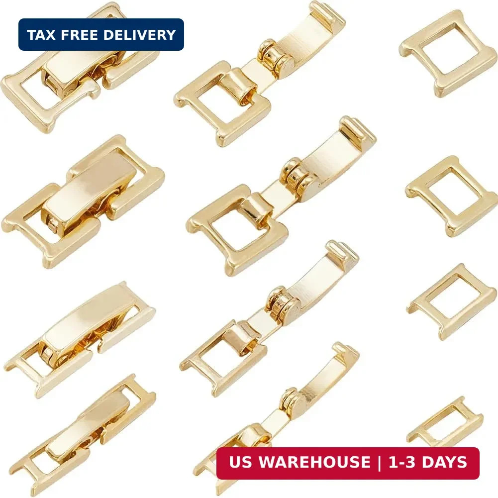1 Box 12PCS 24K Gold Plated Fold Over Clasp Necklace Extension Clasps