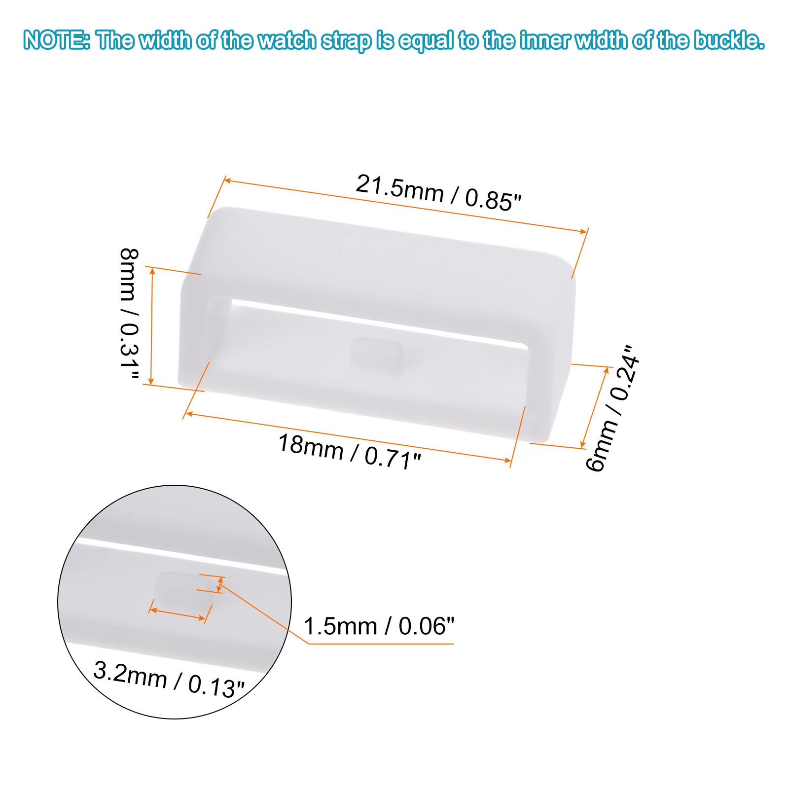 6pcs Watch Strap Loop Fastener Ring 18mm Rubber Watch Holder Keeper White