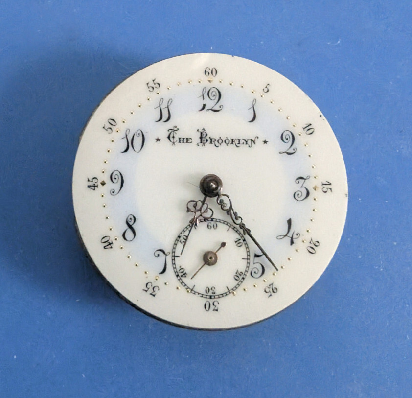 VINTAGE 29.4MM BROOKLYN POCKET WATCH MOVEMENT RUNNING
