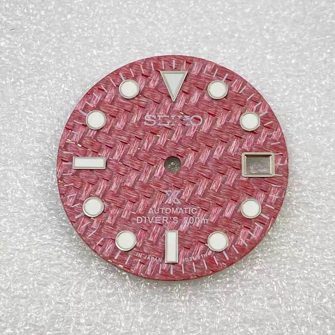 28.5mm Carbon fiber Watch Dial Green Blue Luminous for Nh35 Nh36 Movement