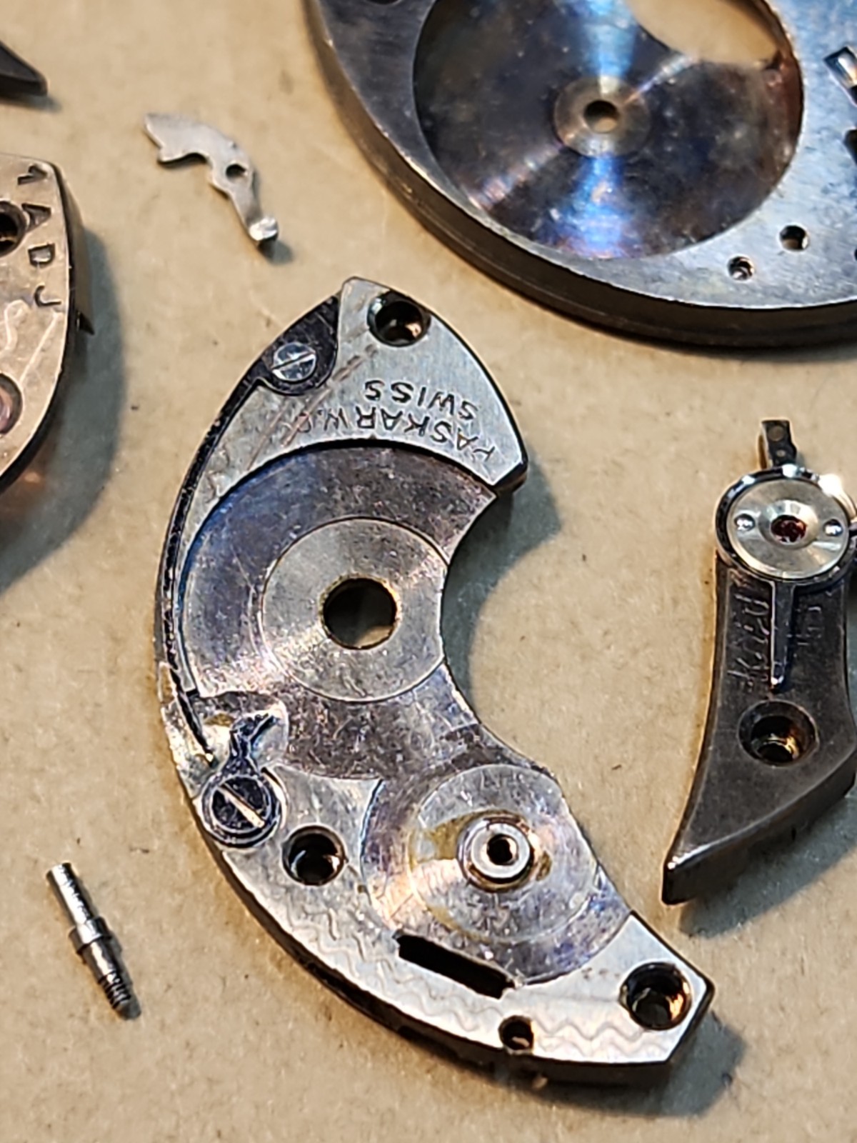 Lot Of Mixed AS? 10-1/2L Watch Parts-Plates, Bridges, Wheels, Dial-Parts Spares