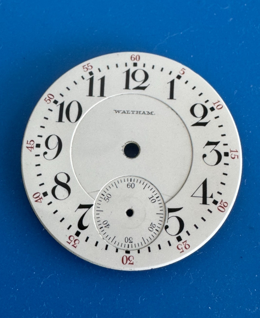 VINTAGE 16 SIZE WALTHAM RAILROAD POCKET WATCH PORCELAIN DOUBLE SUNK DIAL
