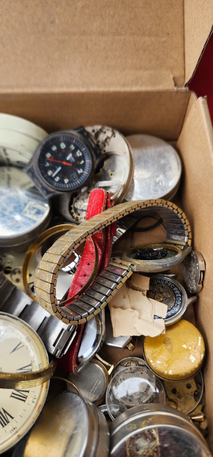 Vintage Pocket & wristband Watches Movements,faces,Crown for parts box #5 W1
