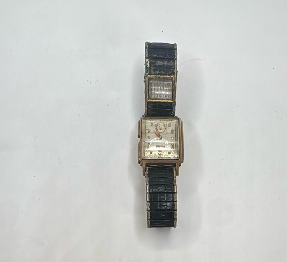 Benrus 10K Gold Filled Vintage Mens Wristwatch Speidel Band 1953 Calendar Featur