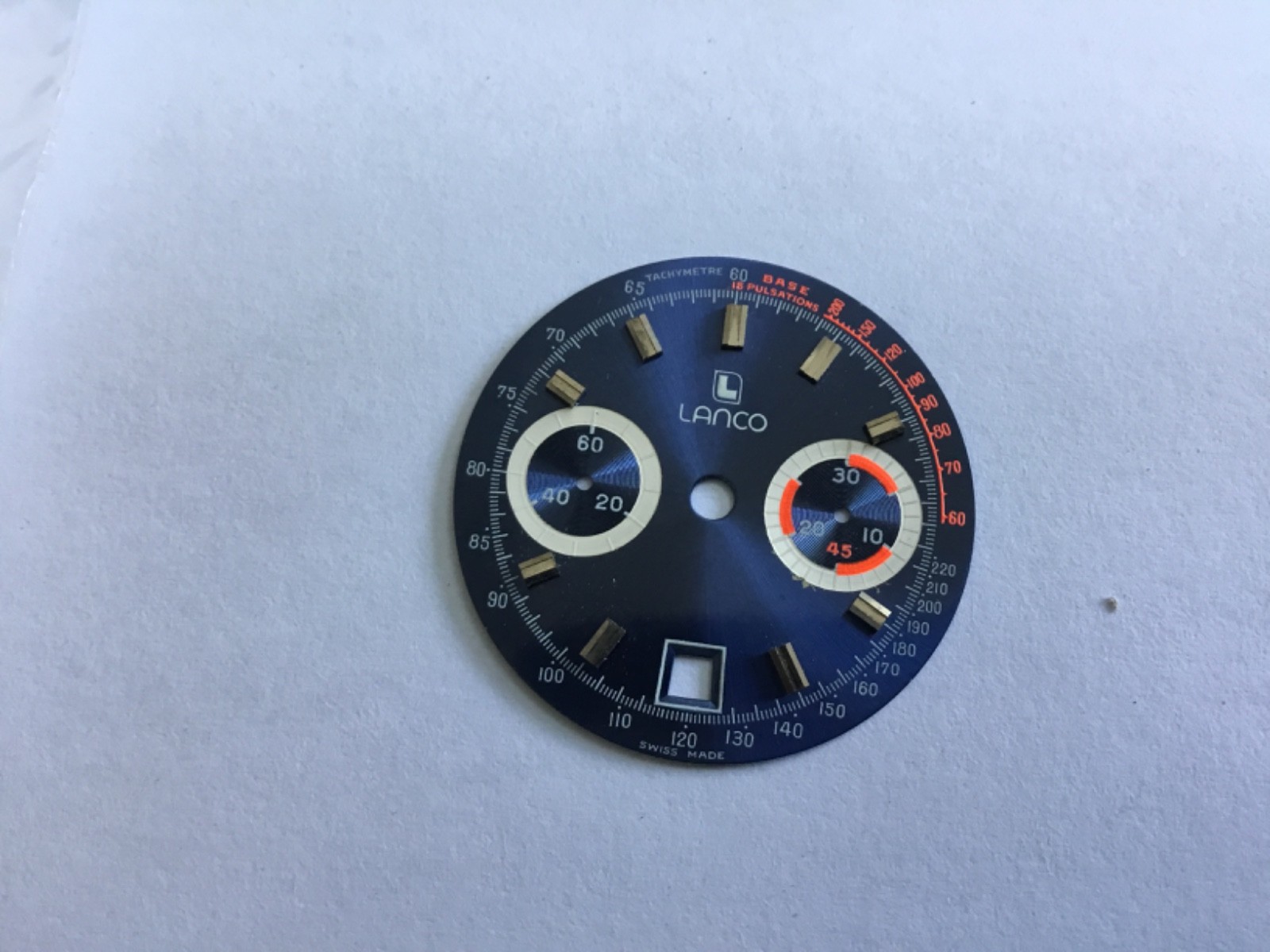 Nos vintage lanco chronograph navy blue watch dial approx 31mm