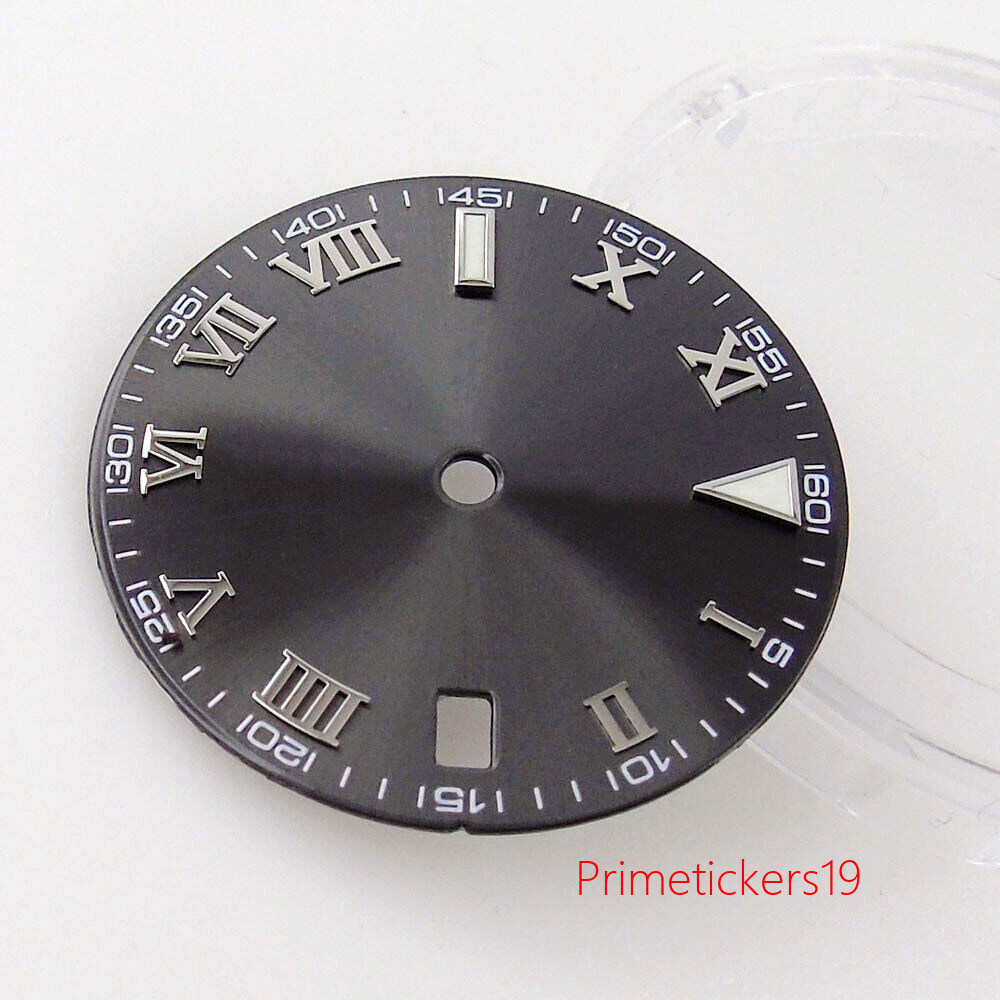 29mm Grey Sunburst Watch Dial Date Window Silver/Golden/Rose Golden Marks Hands