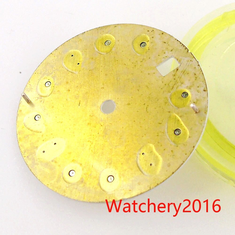 29MM 2.9mm Hole Green Luminous Black Watch Dial Fit NH34 NH34A GMT Automatic