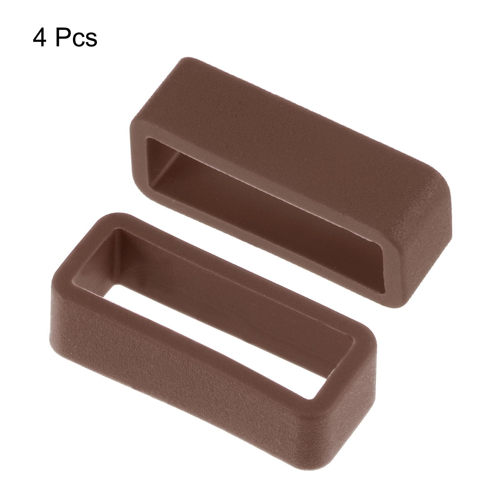 Watch Band Strap Loops Silicone for 20mm Width Watch Band, Brown 4 Pcs