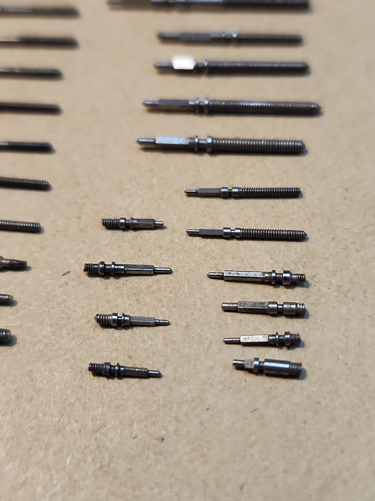 Lot Of 56 Mixed Wristwatch Winding/Setting Stems-Variety Of Types And Tap Sizes