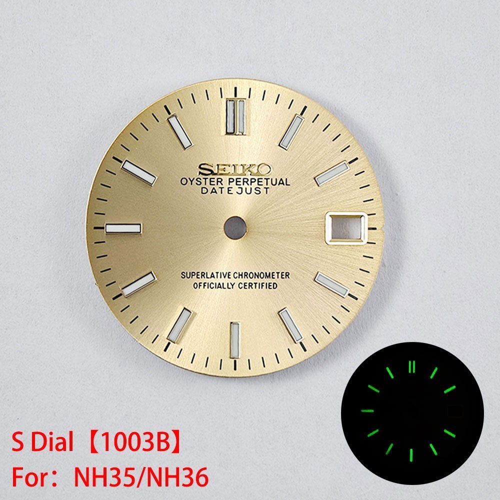28.5mm Sun pattern Watch Dial Green Luminous For NH35 NH36 Movement Accessories