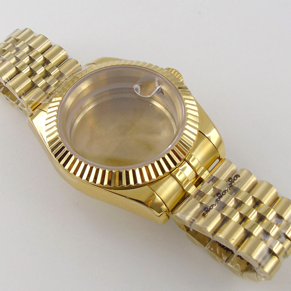 Golden 36mm 39mm fluted bezel Watch Case fit for NH35 NH36 Miyota 8215 2836 2824