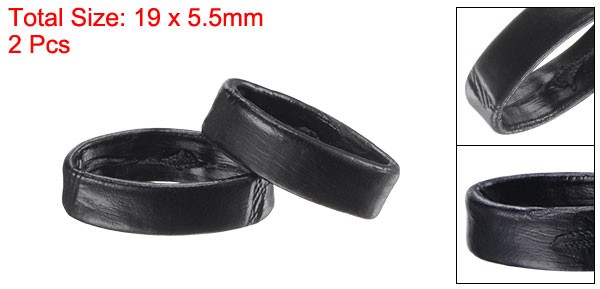 PU Leather Loops Retaining Ring Keeper for 16mm Width Watch Band, Black 2 Pcs