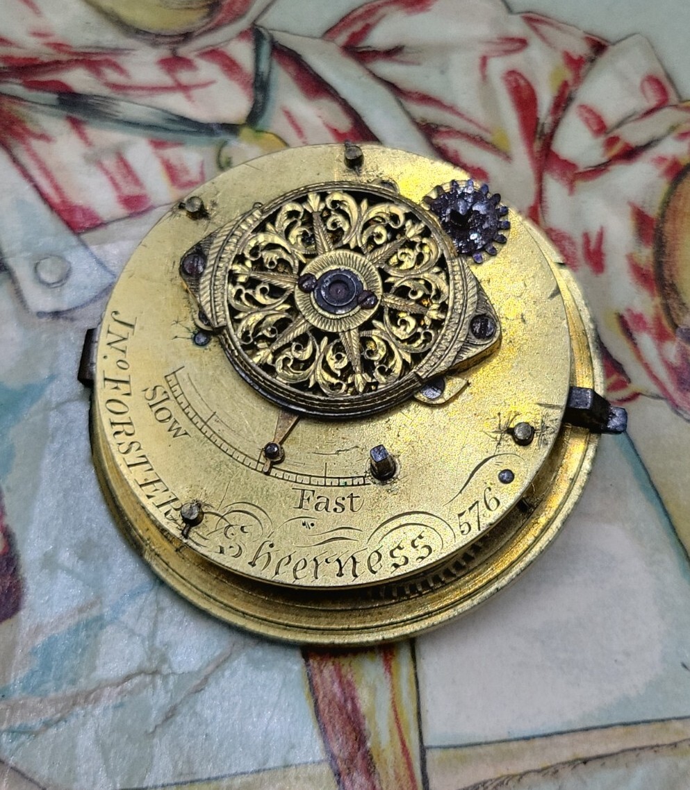 Antique Fusee 48mm Pocket Watch Movement JN Forster Sheerness Odd Mechanism