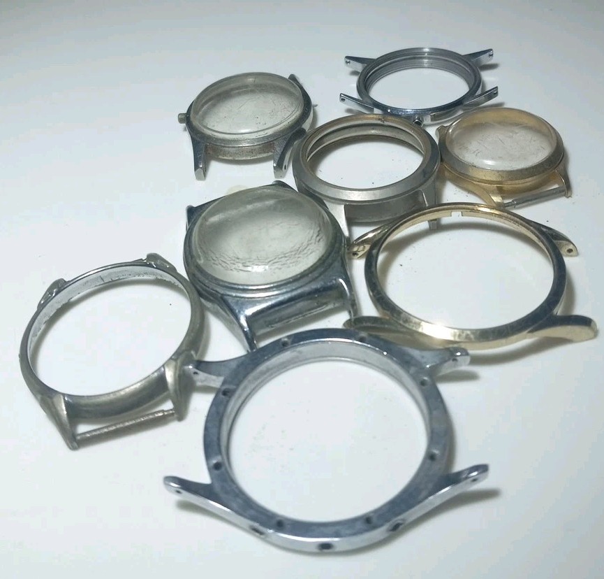 Vintage lot of Miscellaneous Assorted Watch BEZELS Wrist Watch Case Parts