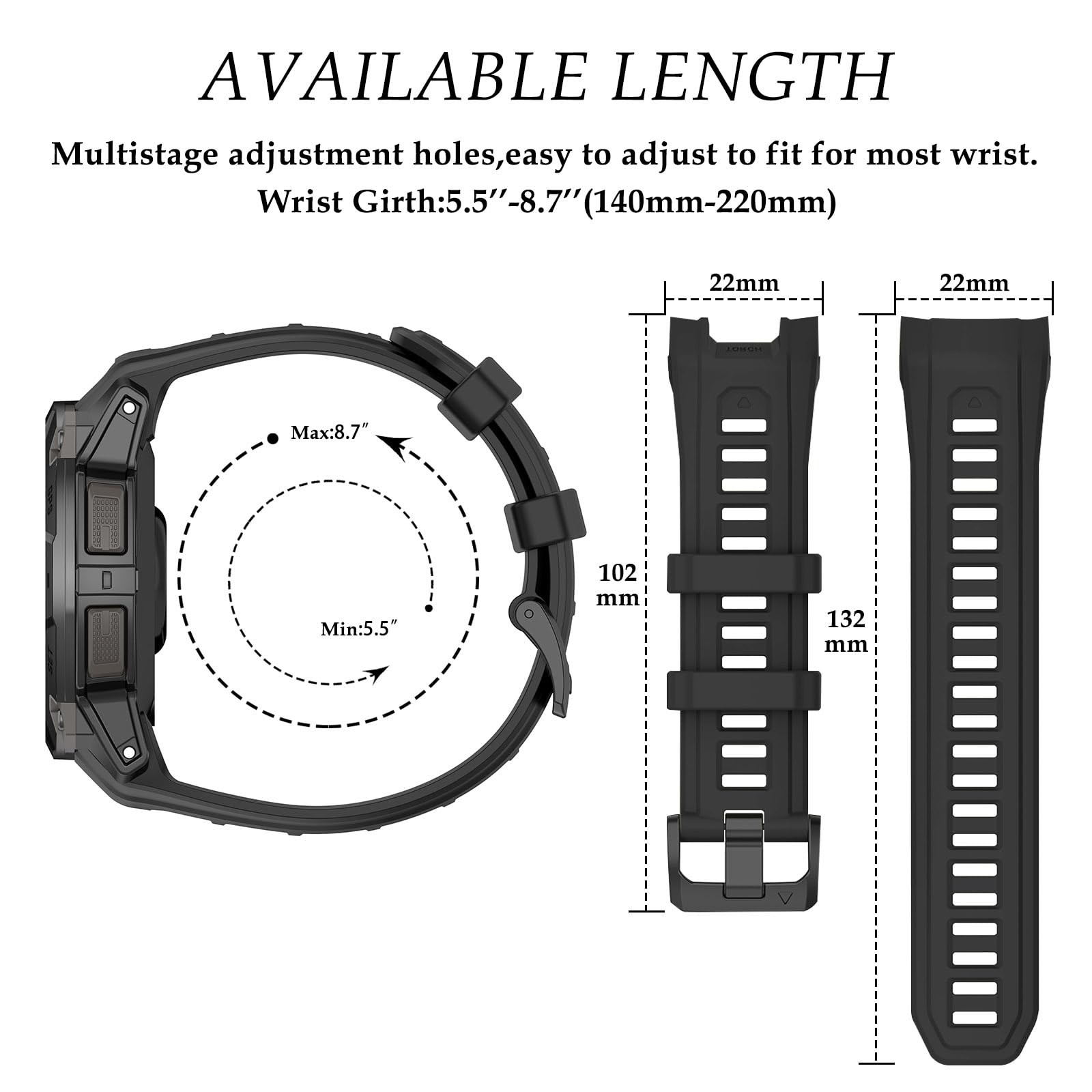 TopPerfekt Band Compatible with Garmin Instinct 3 45mm/50mm, Soft Silicone Re…