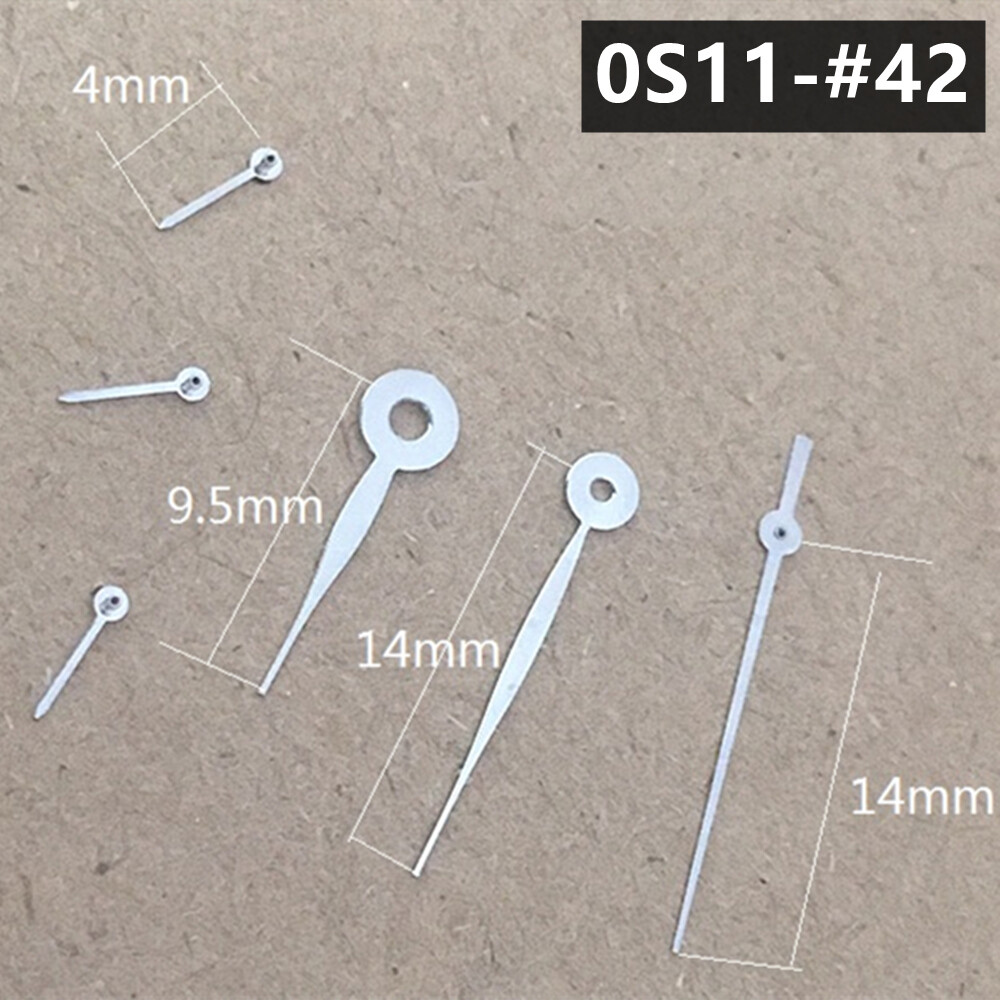 14mm Silver No Lume Long Arrow Shape Watch Hands for Movement Miyota 0S11