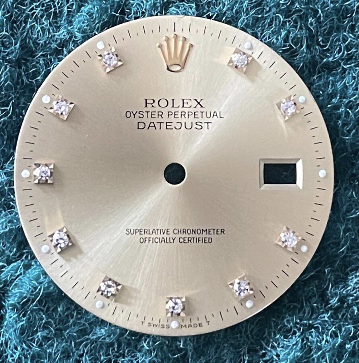Authentic factory 36mm Rolex datejust Yellow diamond Dial for quick Set watch