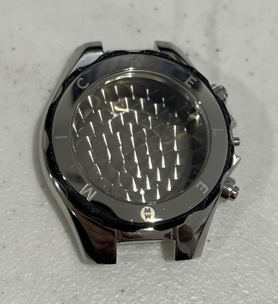 Michele Jelly Bean Tahitian Watch Case W/ Crystal & Case Back SS/Black Authentic