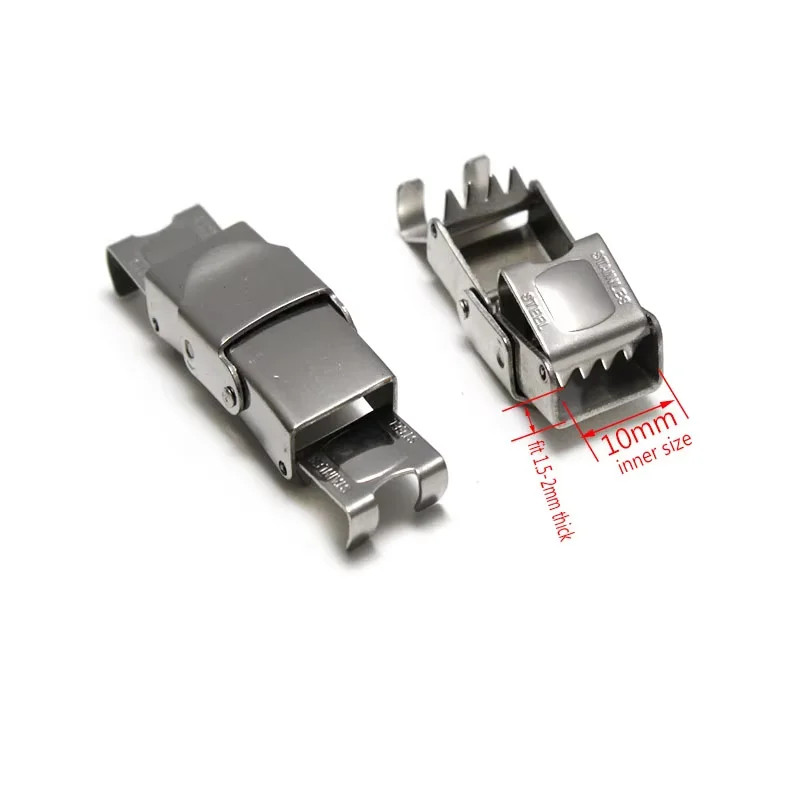 5Pcs Watch Clasp Crimp Jaw Hook Stainless Steel DIY Leather Connect Lace Buckle