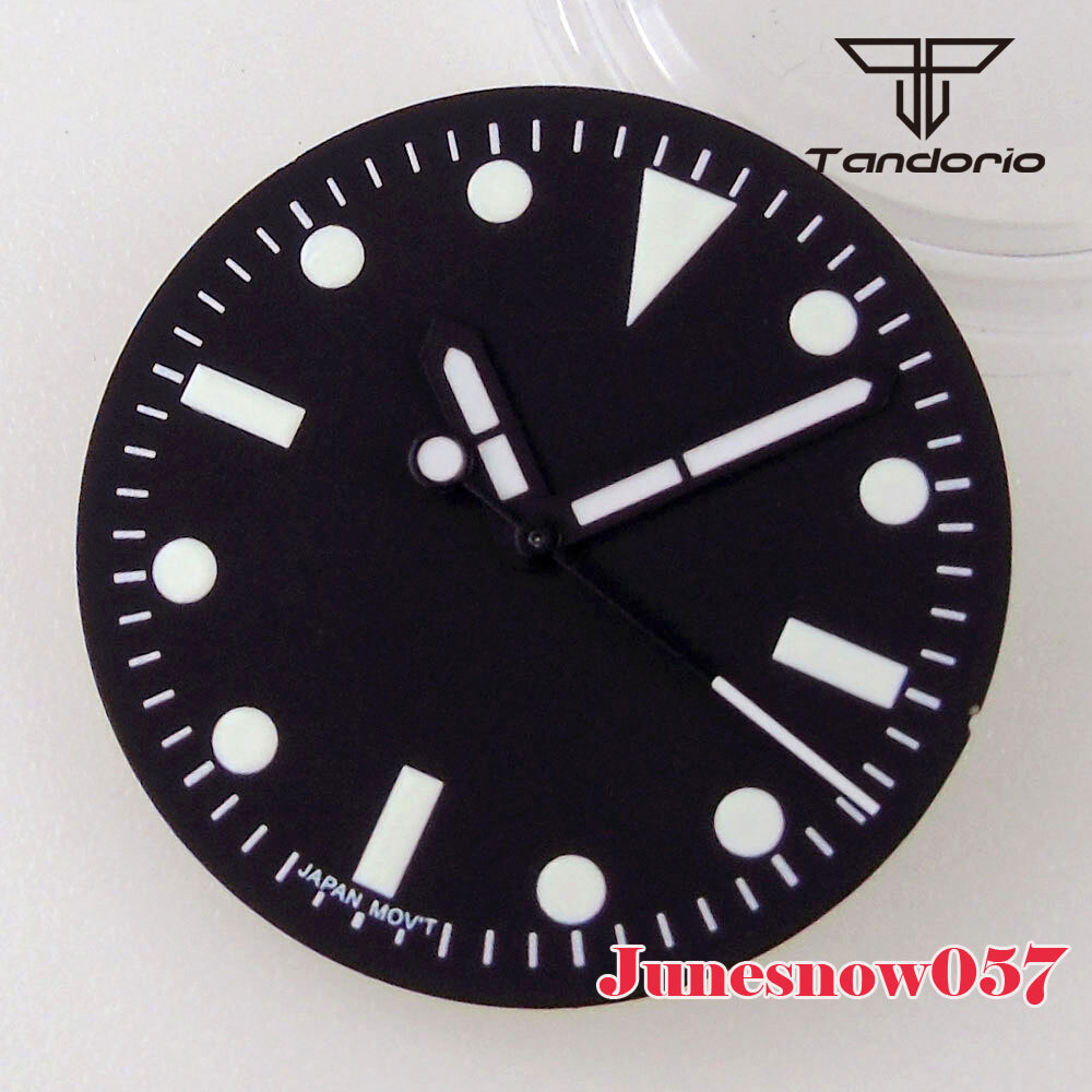 Tandorio Silver/Black Watch Dial Numbers Lume 29MM Fit NH35A NH36A Movement Men