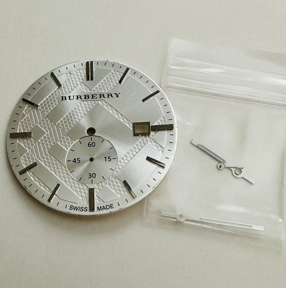 New Genuine 34.6mm Burberry BU9904 Silver Color Dial And Hands