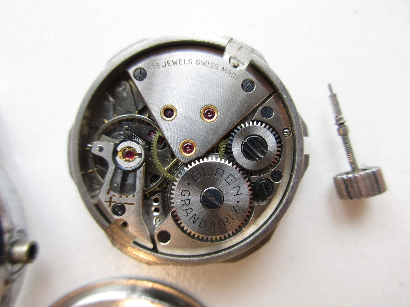 Buren BAA cal. 1380 Swiss watch movement – Compressor S/S case – for parts