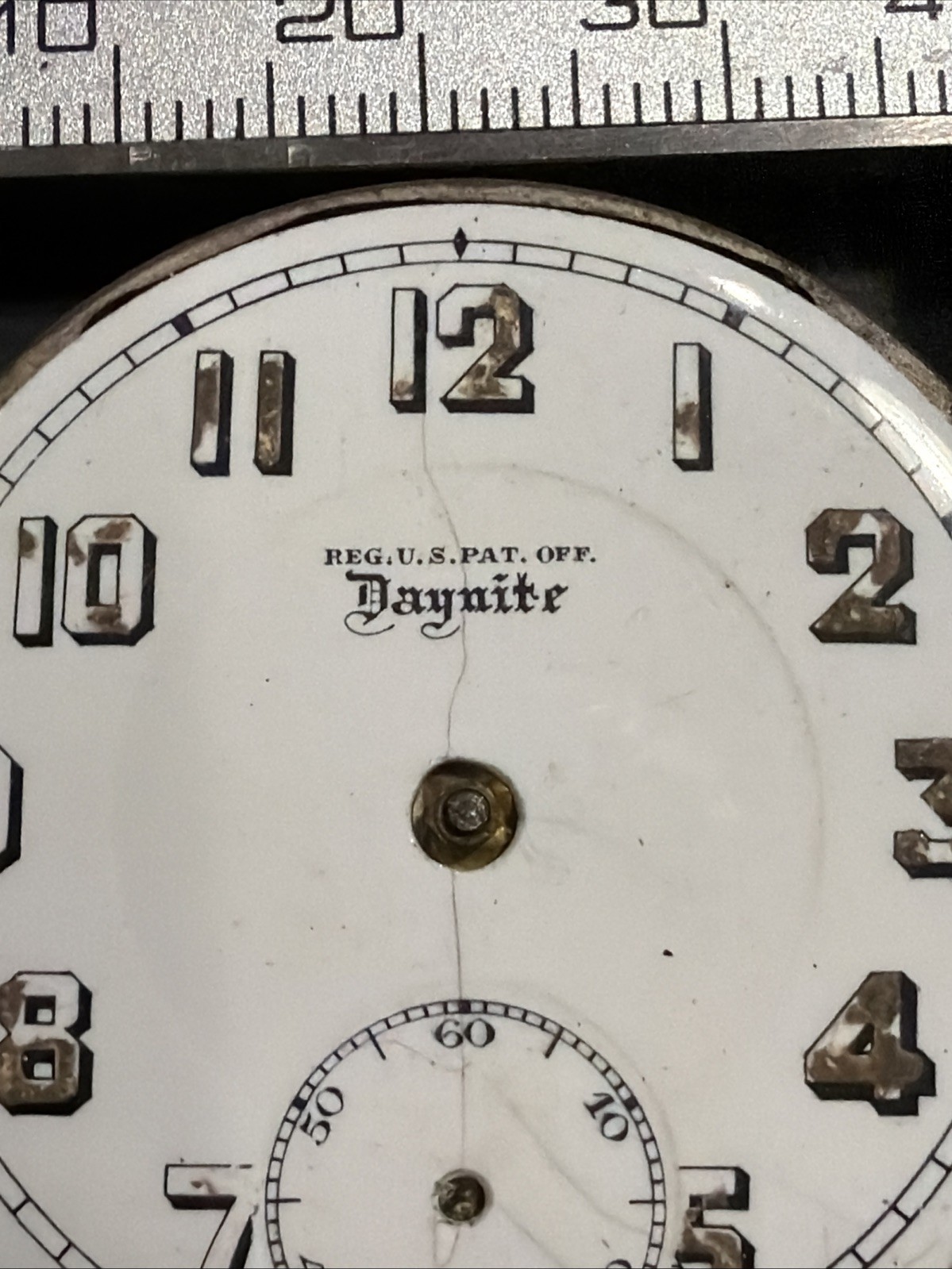 AM43 VTG Barclay Daynite 7j Pocket Watch Movement 42mm – Parts/Repair As Is**