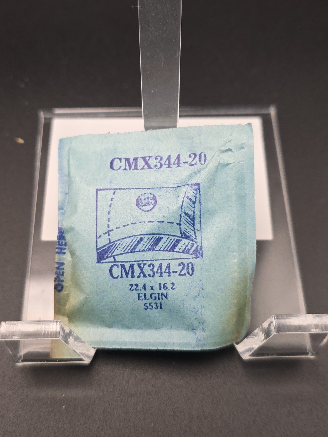 G-S Watch Crystal CMX344-20 Elgin 5531 22.4X16.2