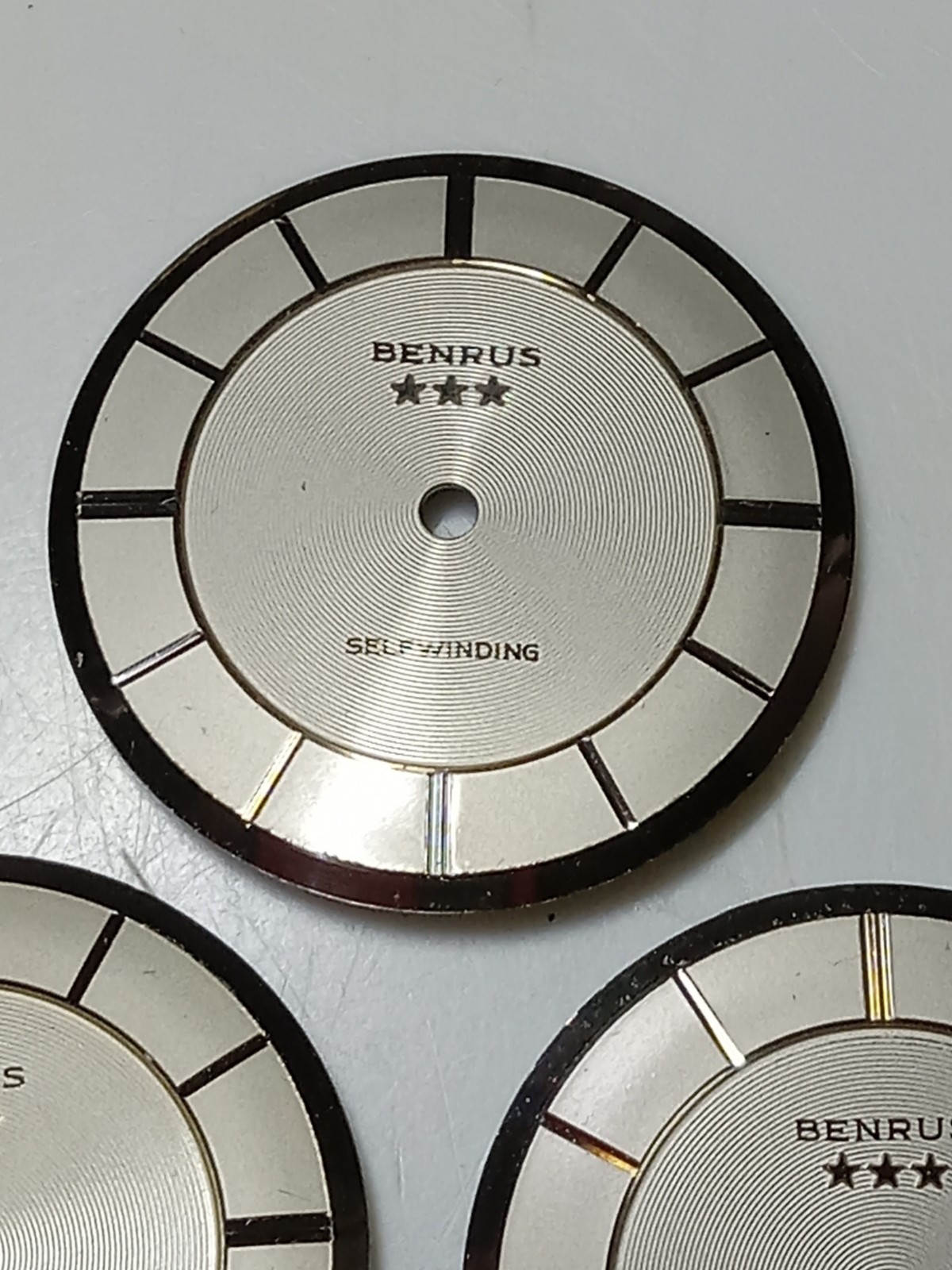 ( LOT OF 3 ) BENRUS 3 STAR SELF WINDING WATCH DIAL NOS / PART 28.3 MM