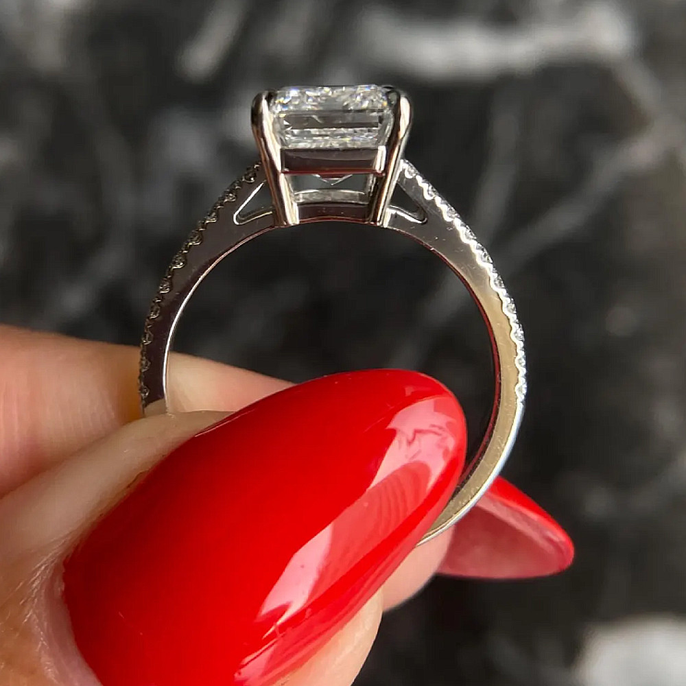 Diamond Ring Emerald Cut Platinum Semi Mount Setting Size 6 7 8 PT950 0.50 Carat
