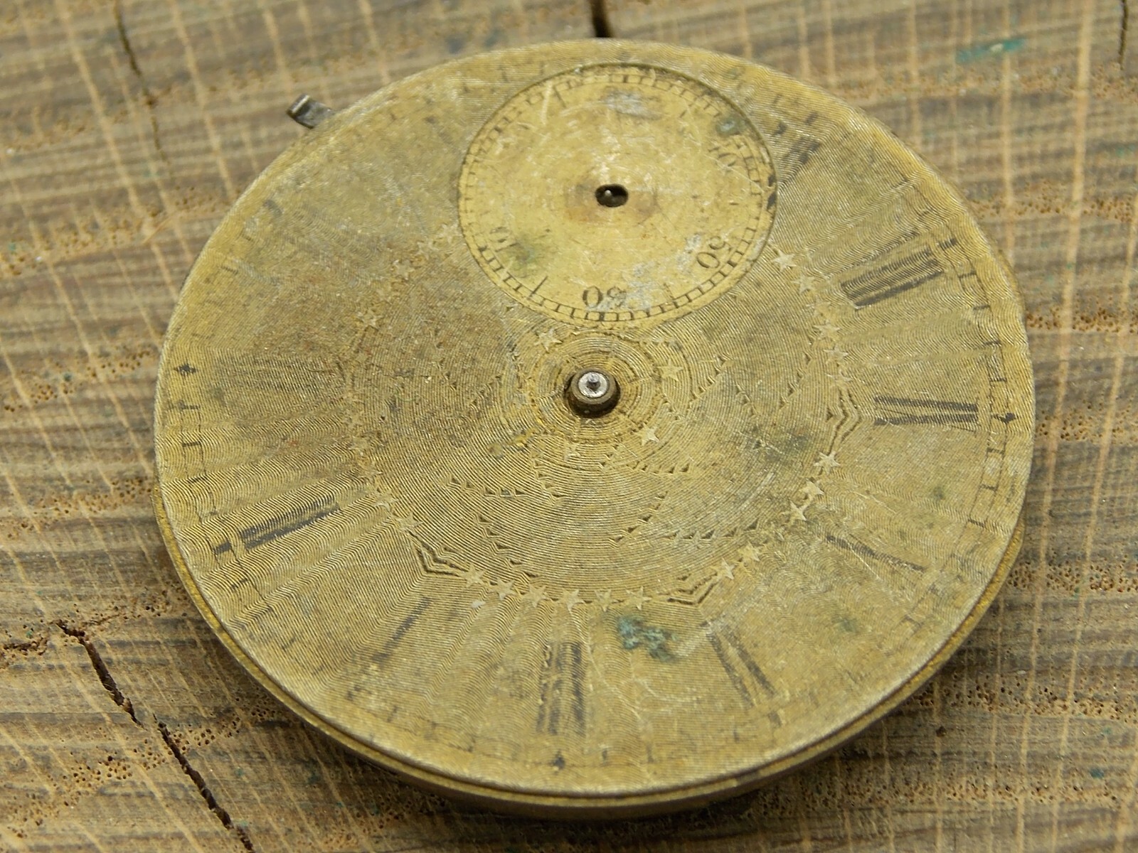 Antique Pocket Watch Movement Dial/Dial Plate Diameter 40.5mm Gilt Hunting